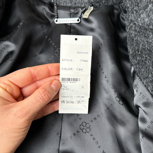 Trina Turk Coat Women's Size 10 Gray Wool Alpaca Lambswool Full Zip NWT‎ 5712 - Picture 2 of 15